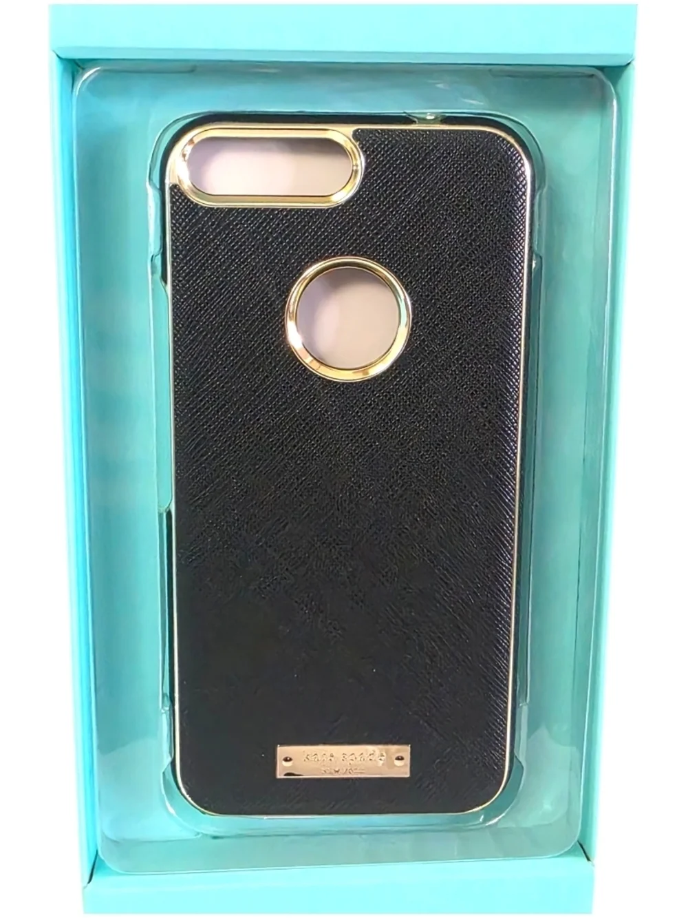 Kate Spade NWT Phone Case Black Saffiano Gold Phone Case in Box- 5.5